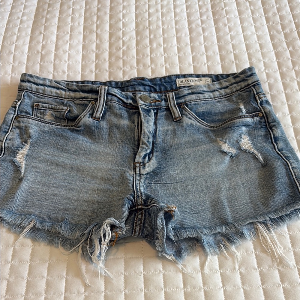 Blue Distressed Denim Shorts